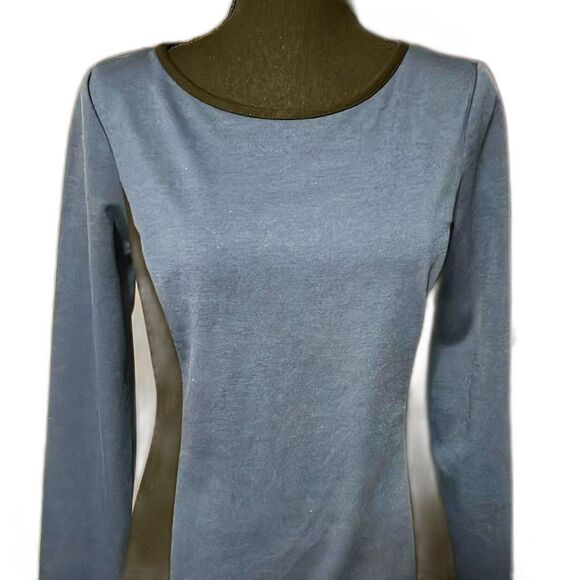 Laundry By Shelli Segal Blue & Black Long Sleeve Scoop Neck Dress size 4 - Picture 4 of 8